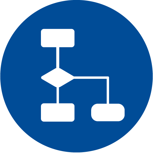 design and development logo, flow chart
