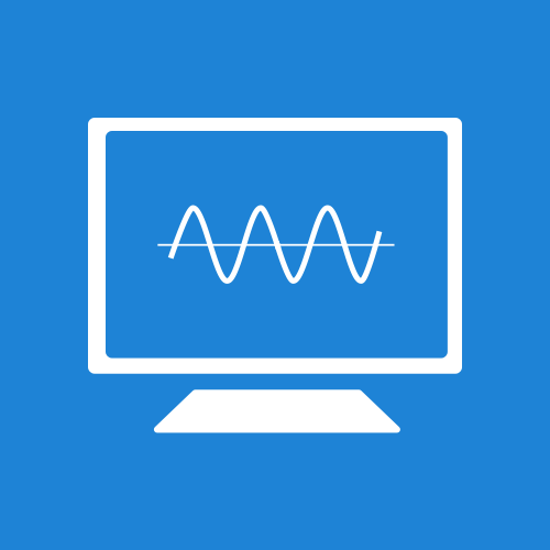 computer with wave graph icon